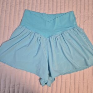 Aerie Crossover Flowy Short, Medium, Light Blue